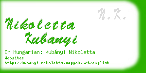 nikoletta kubanyi business card